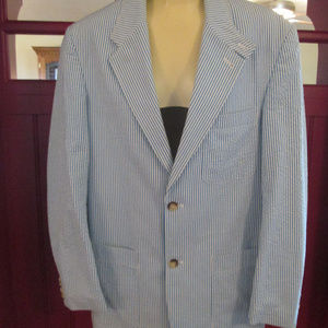 MICHAEL KORS 40R blue/white pinstriped mens jacket